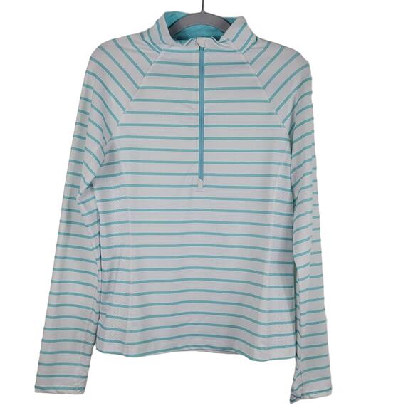 Vineyard Vines White Blue Striped  Performance 3/4 Zip Pullover Women's S - Picture 1 of 5